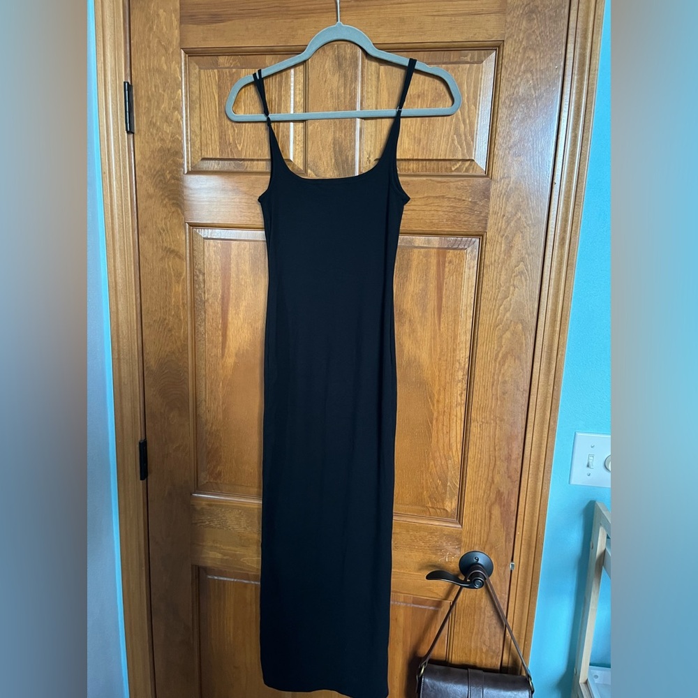 Black maxi slip dress